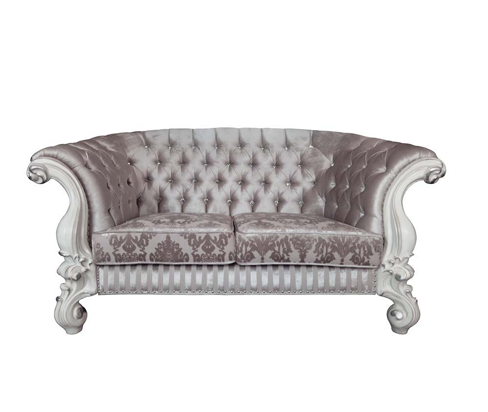 Versailles - Loveseat - Ivory Fabric & Bone White Finish