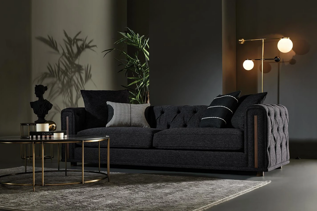 Sirona 3-Seater Sofa, Linen (Black)