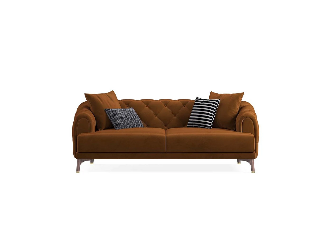 Orange Velvet Navona 2.5-Seater Sofa