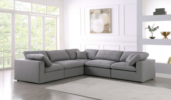 Serene - Linen Textured Fabric Deluxe Comfort Modular Sectional - Grey - Fabric