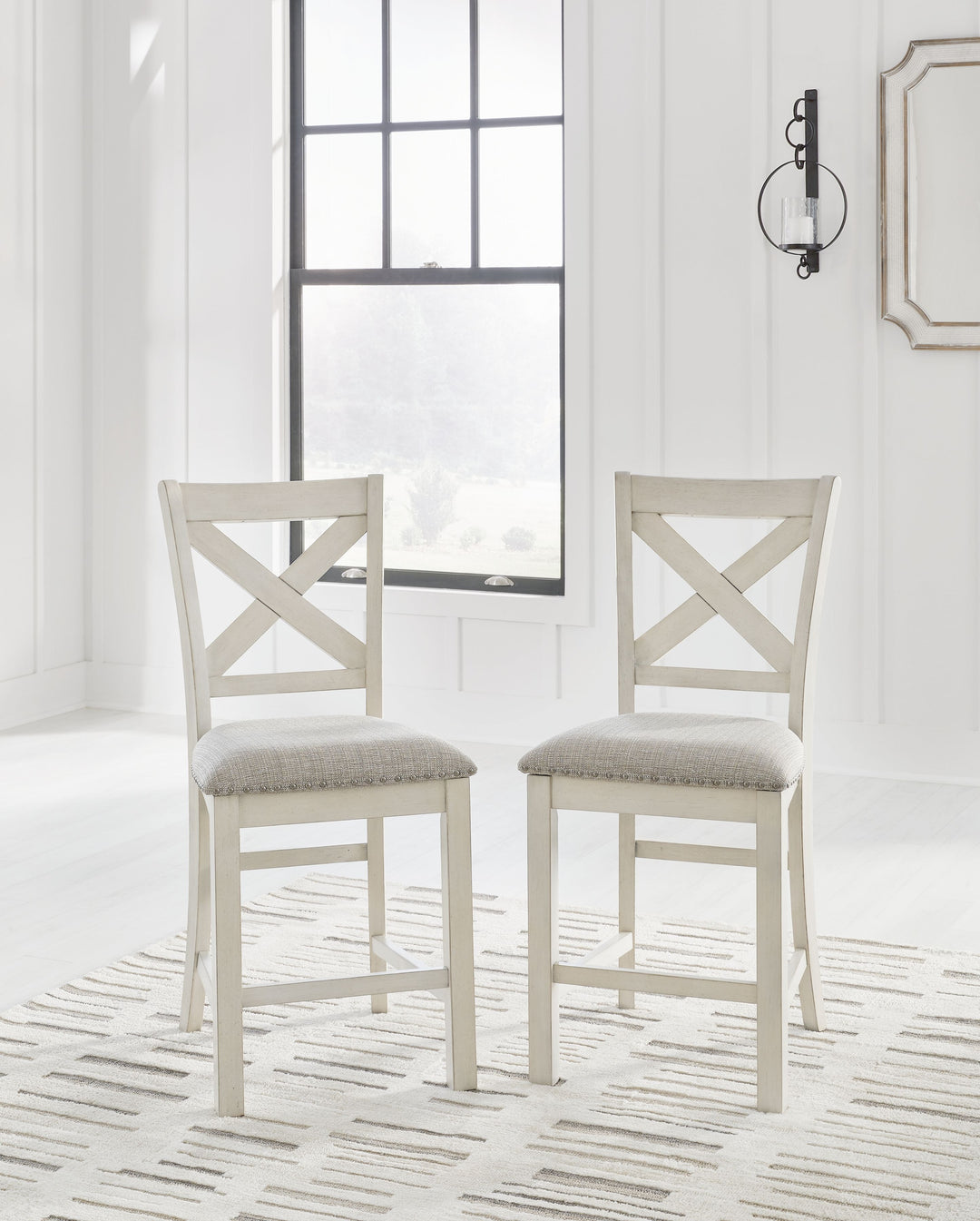 Robbinsdale - Antique White - Upholstered Barstool (Set of 2)