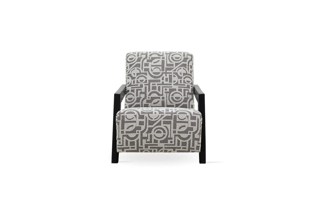 Light Grey Melbourne Armchair in Dark Oak