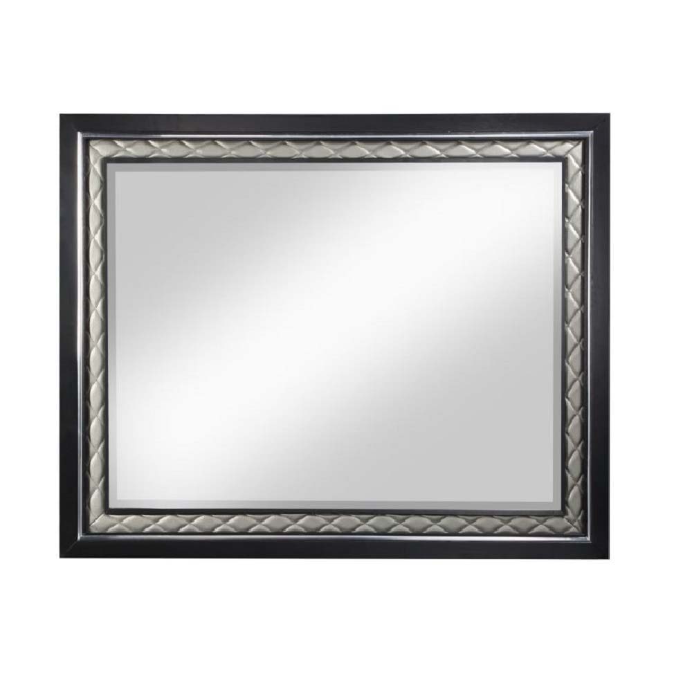 Nicola - Mirror - Silver PU & Black Finish