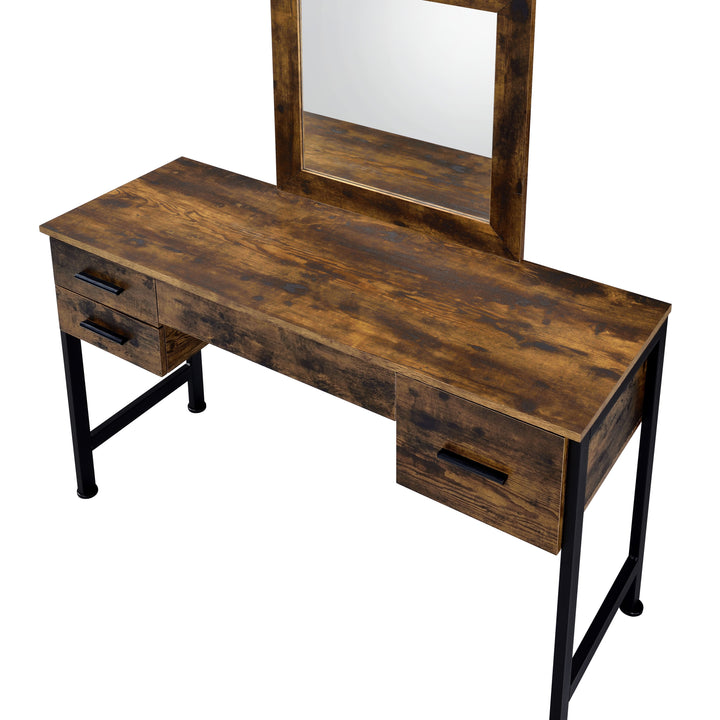 Juvanth - Vanity Desk - Rustic Oak & Black Finish