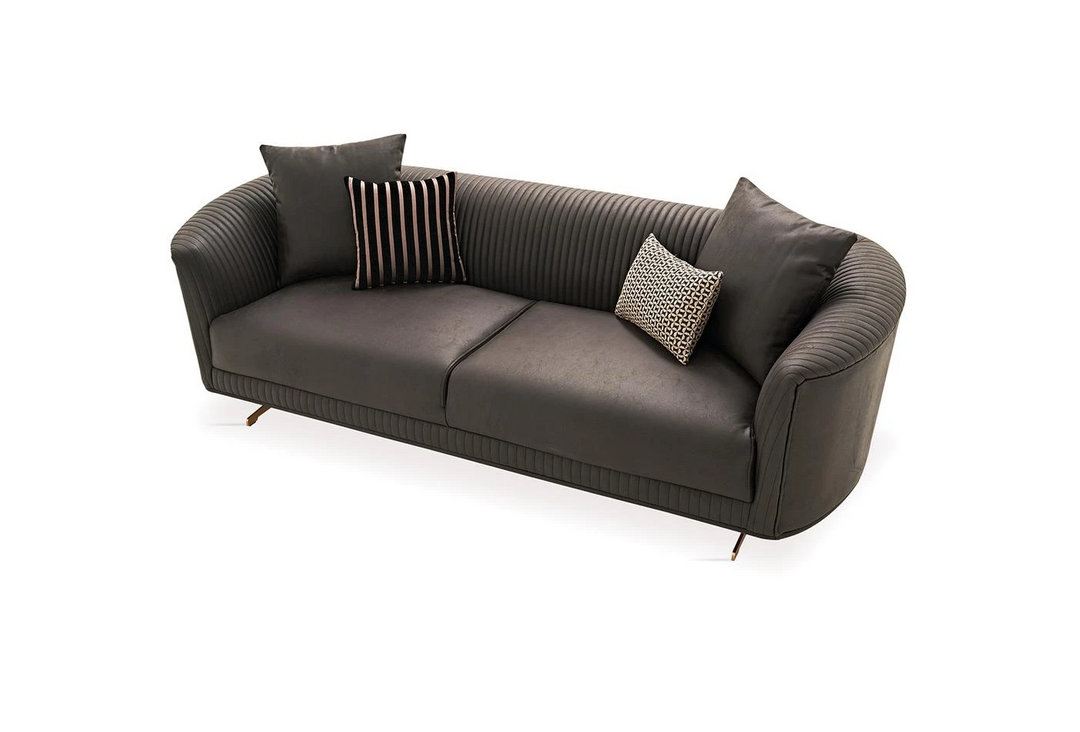 Vienna 3-Seater Sofa, Faux Leather (Dark Brown)