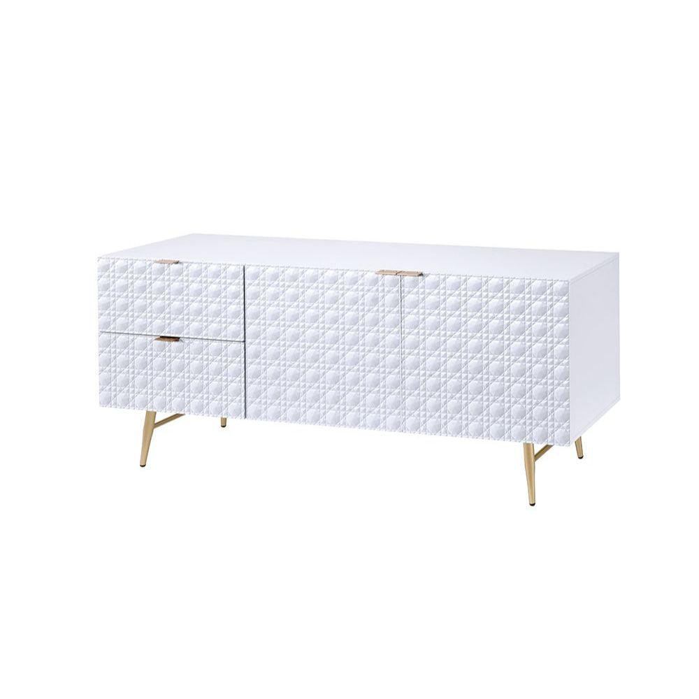 Maisey II - TV Stand - White & Gold