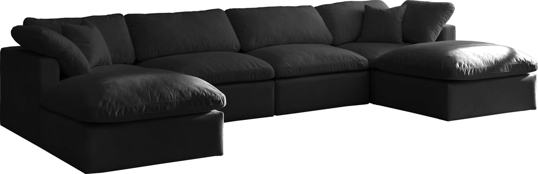 Plush - Velvet Standart Comfort Modular Sectional 6 Piece - Black - Fabric