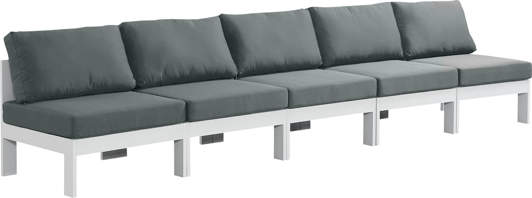 Nizuc - Outdoor Patio Modular Sofa 5 Seats - Grey - Metal - Modern & Contemporary