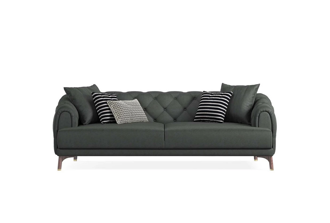 Anthracite Faux Leather Navona 3-Seater Sofa