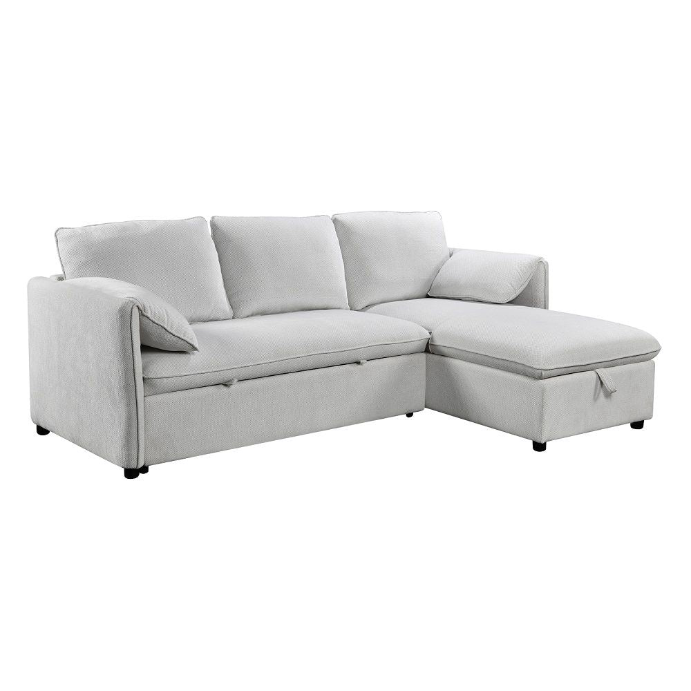 Yaroslav - Sectional Sofa With Sleeper & Storage - Cream Velvet