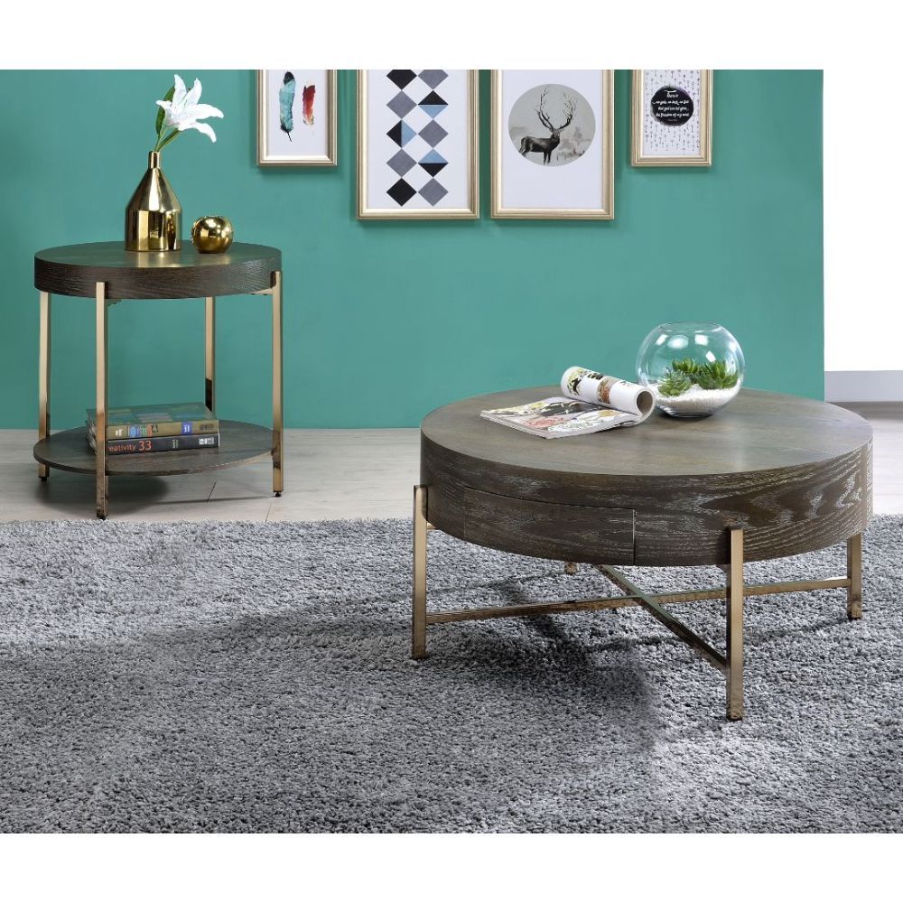 Weyton - Coffee Table - Dark Oak & Champagne