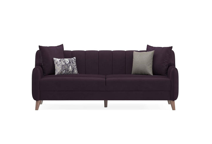 Purple Velvet Fabia 3-Seater Sofa Bed with Storage