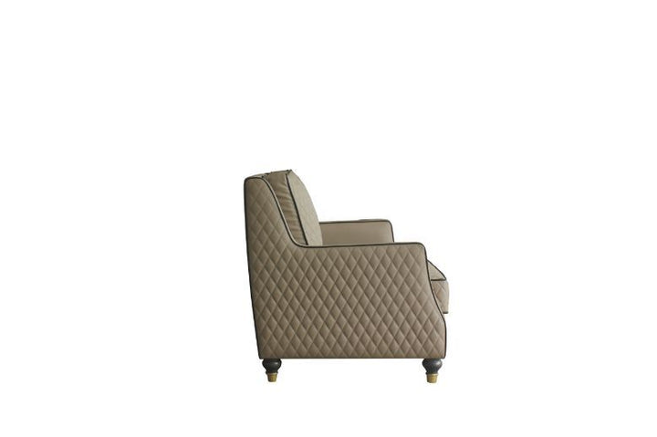 House - Marchese Loveseat - Tan PU & Tobacco Finish