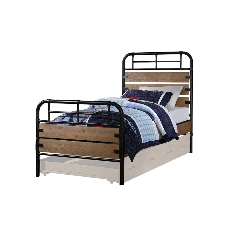 Adams - Twin Bed - Antique Oak & Gunmetal