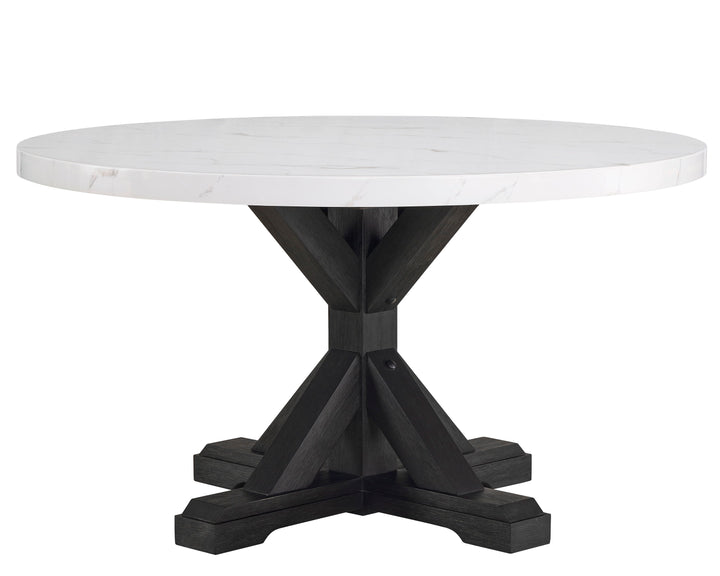 Vance - Faux Marble Dining Table - White & Charcoal