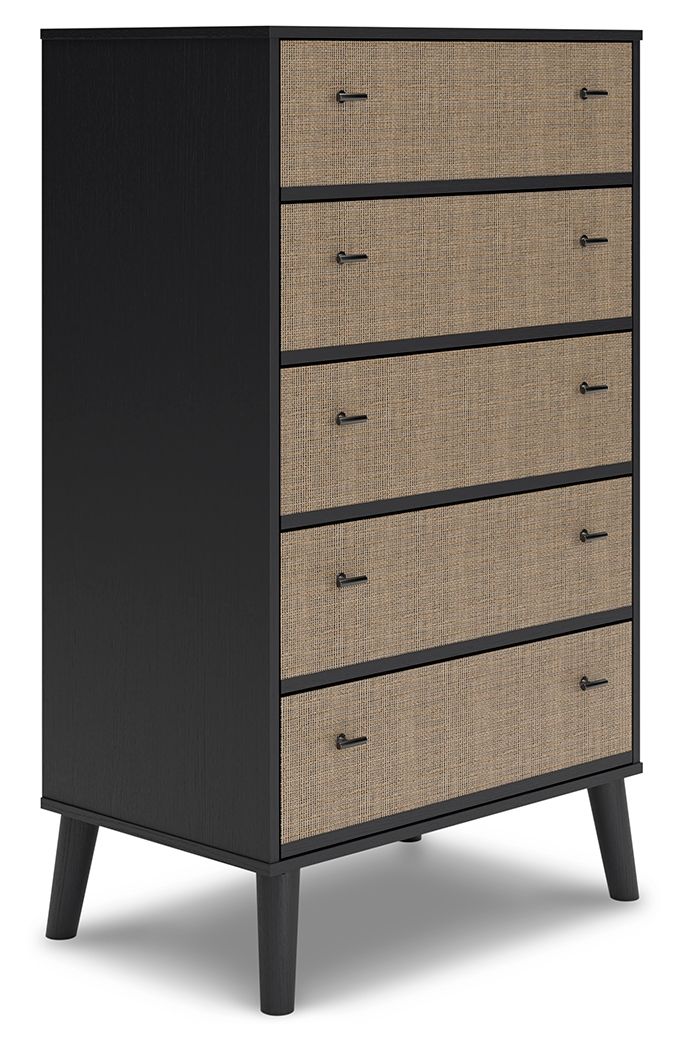 Charlang - Black / Gray - Five Drawer Chest