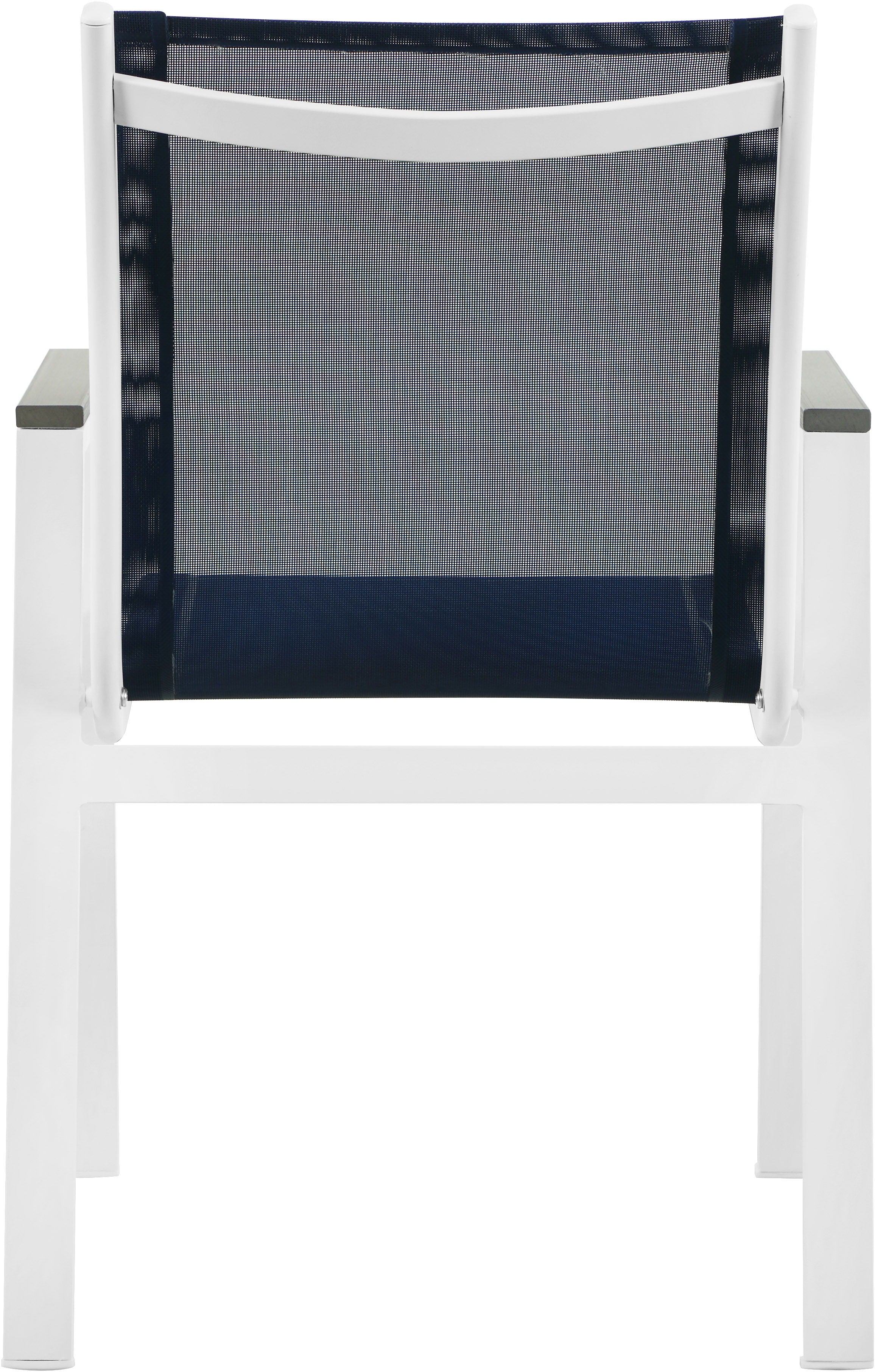 Nizuc - Outdoor Patio Dining Arm Chair With White Frame And Gray Arms (Set of 2)