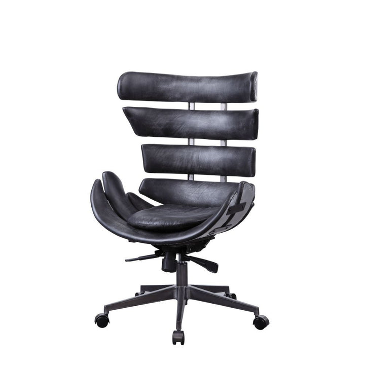 Megan - Executive Office Chair - Vintage Black Top Grain Leather & Aluminum