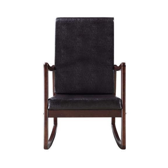 Raina - Rocking Chair - Dark Brown PU & Espresso Finish