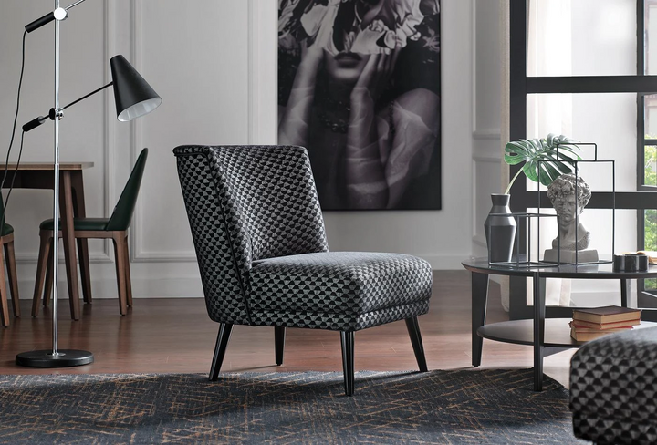 Carino Armchair, Linen (Hexagon Black)