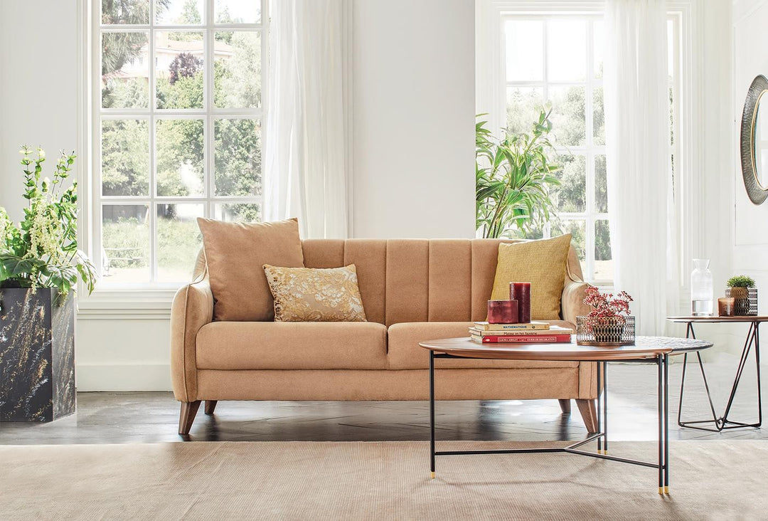 Light Brown Velvet Fabia 2-Seater Sofa