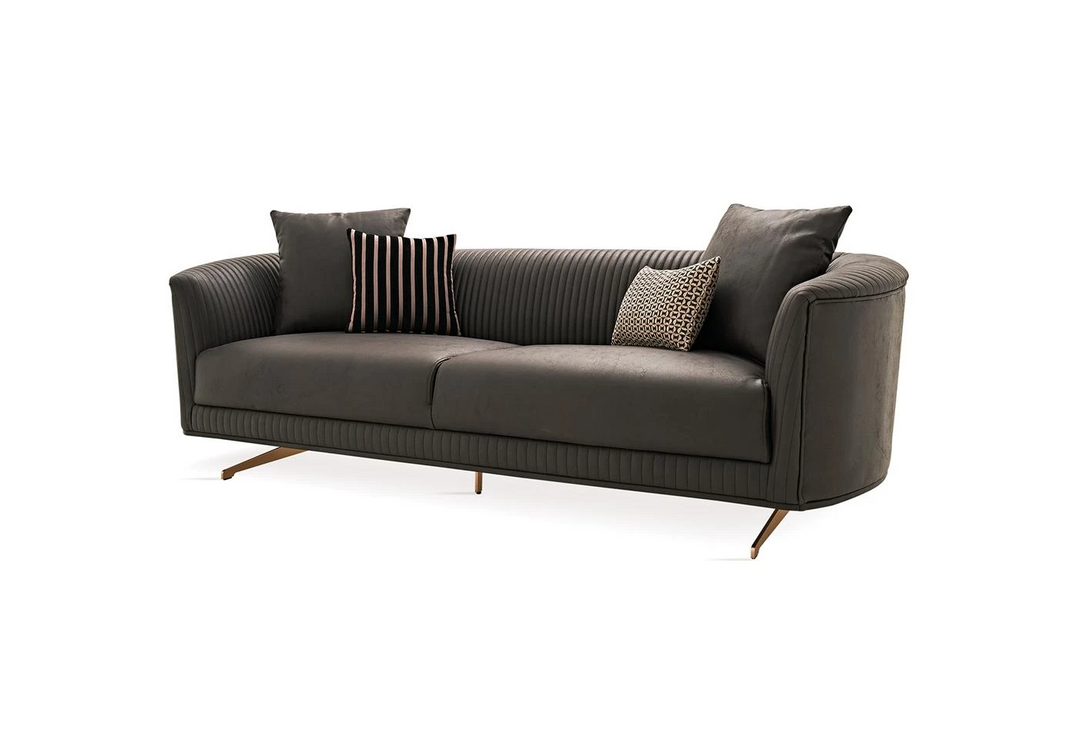 Vienna 3-Seater Sofa, Faux Leather (Dark Brown)