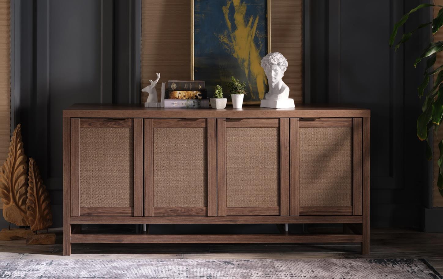 ARDEN 4 DOOR ASSEMBLED CONSOLE (ALEGRO WALNUT)