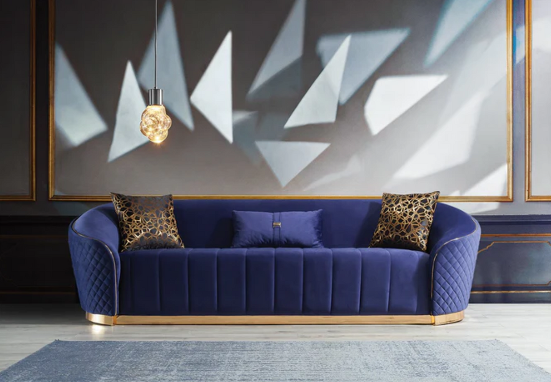 Aster Navy Velvet Sofa