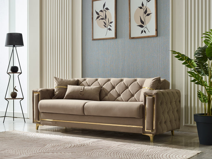 Bolivya 88" Wide Tufted Convertible Sofa