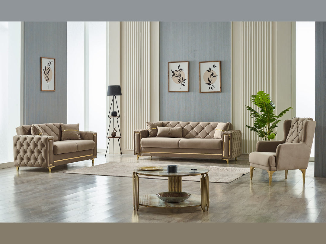 Bolivya 88" Wide Tufted Convertible Sofa