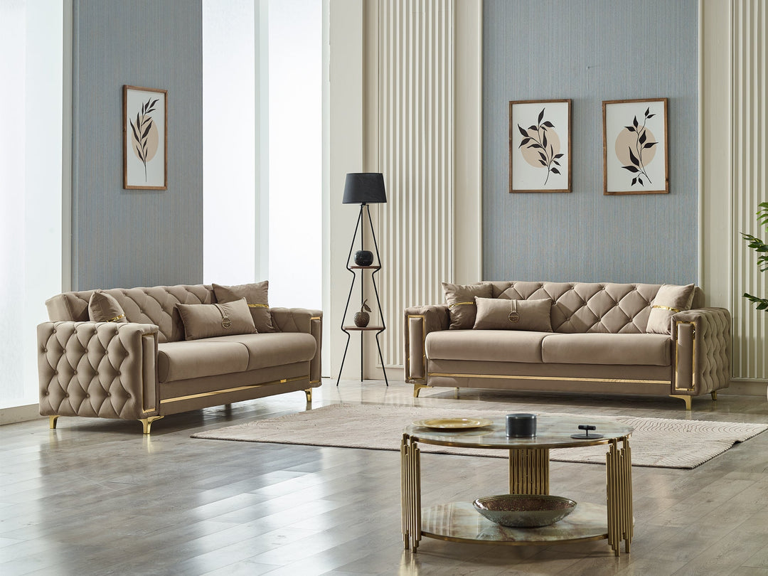 Bolivya 88" Wide Tufted Convertible Sofa