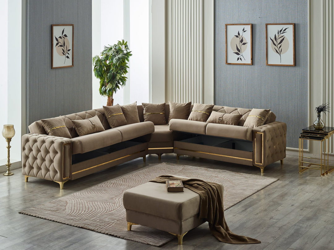 Bolivya 125" / 113" Wide Tufted Convertible Sectional