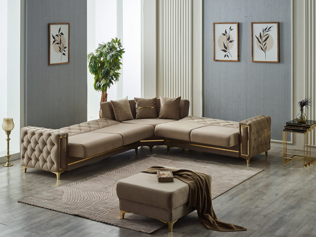 Bolivya 125" / 113" Wide Tufted Convertible Sectional