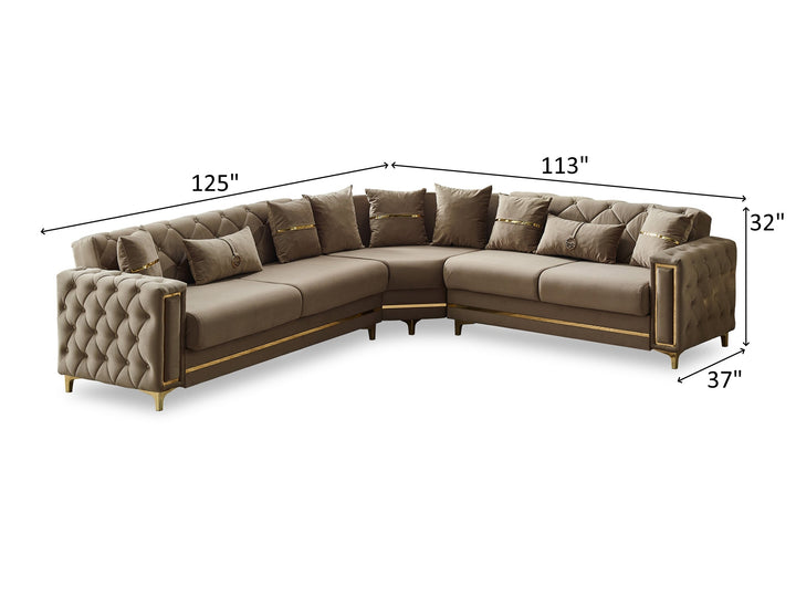 Bolivya 125" / 113" Wide Tufted Convertible Sectional