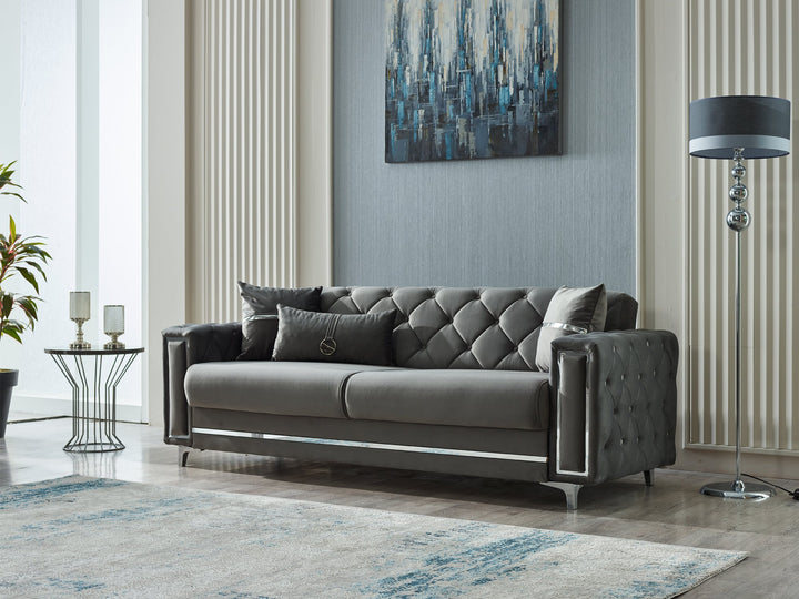 Bolivya 88" Wide Tufted Convertible Sofa