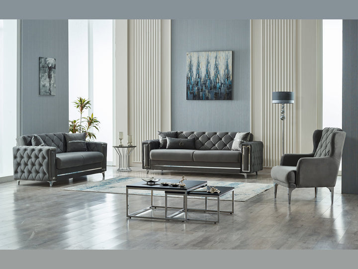 Bolivya 88" Wide Tufted Convertible Sofa