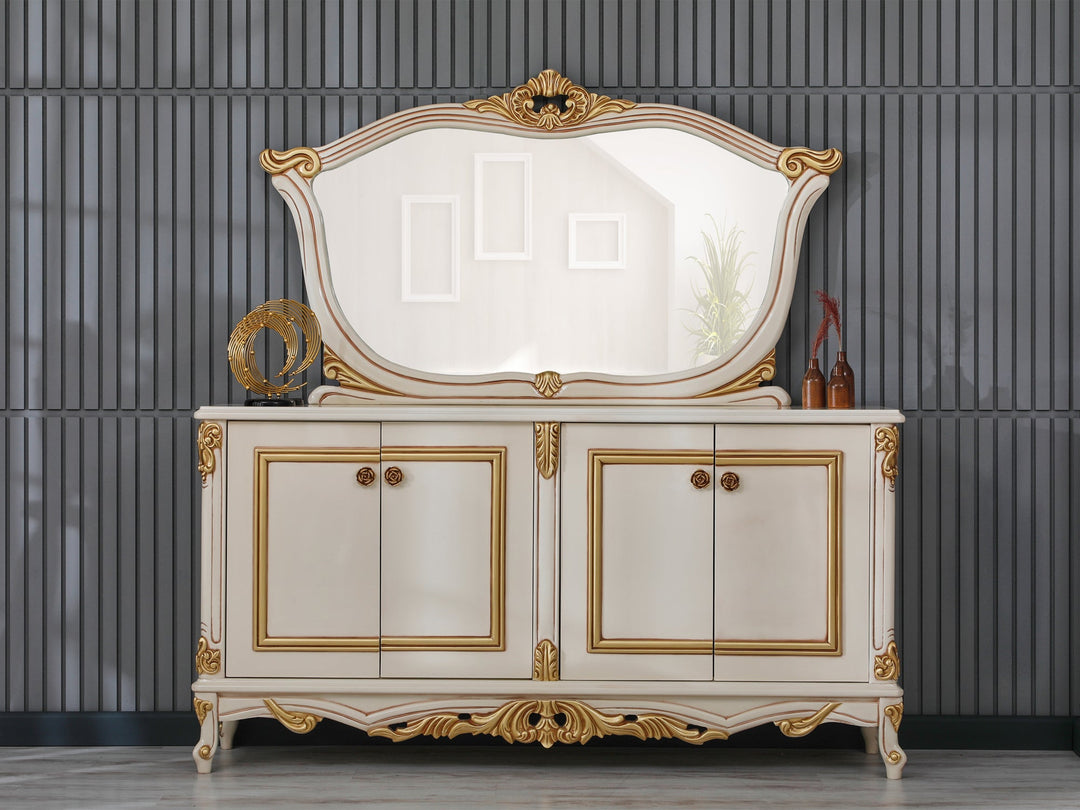 Buse 78" Wide 4 Door Buffet With Mirror