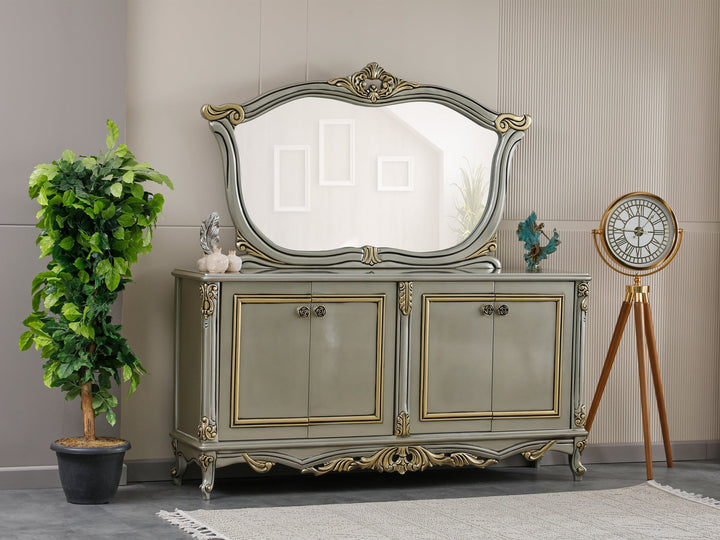 Buse 78" Wide 4 Door Buffet With Mirror