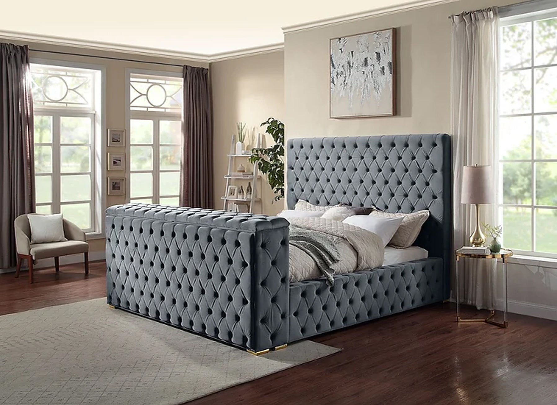 Cannes Queen Grey Platform TV Bed