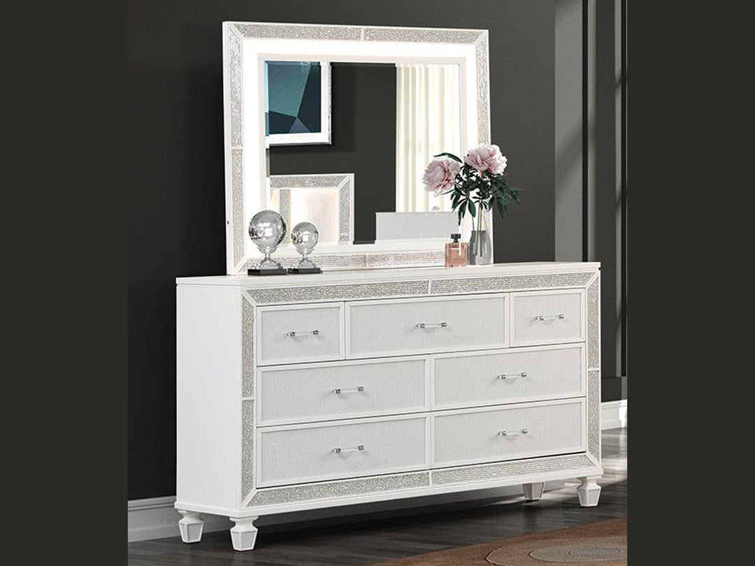 Crystal 63.5" Wide 7 Drawer Dresser With Mirror