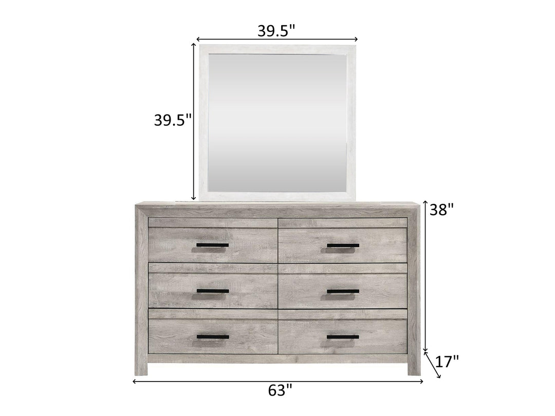 Denver 63" Wide 6 Drawer Dresser With Mirror