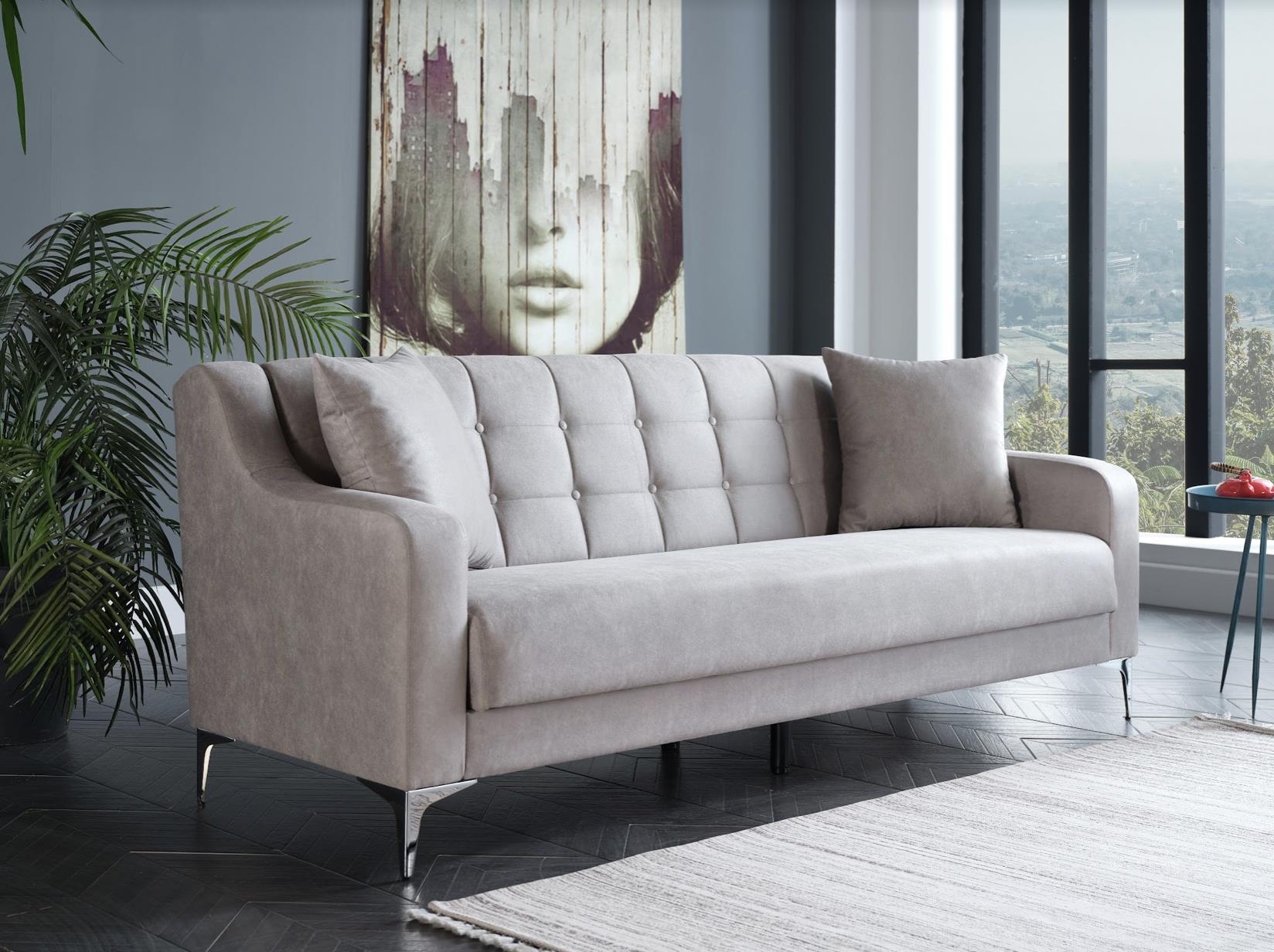 Livia 3 Seat Sleeper  Sofa (Melson Grey)