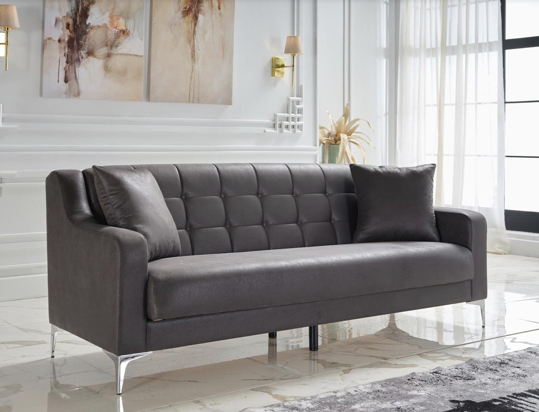 Livia 3 Seat Sleeper Sofa (Melson Dark Grey)