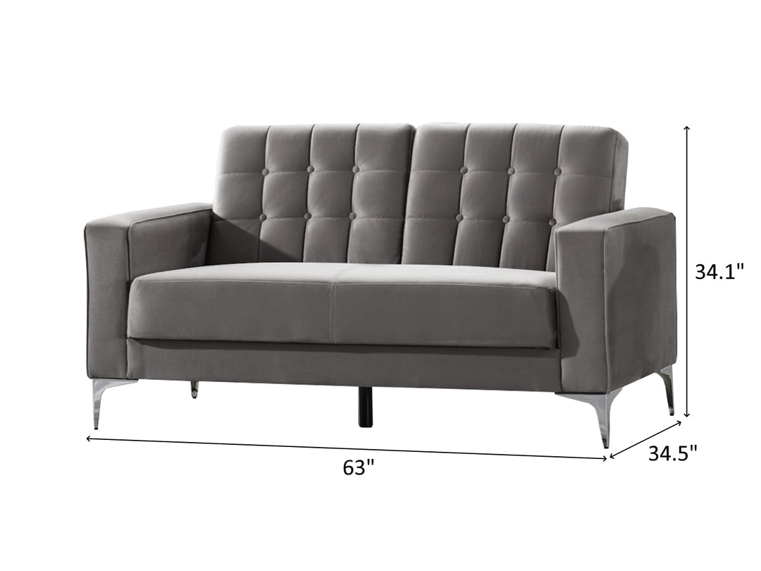 Hemera 63" Wide Tufted Convertible Loveseat