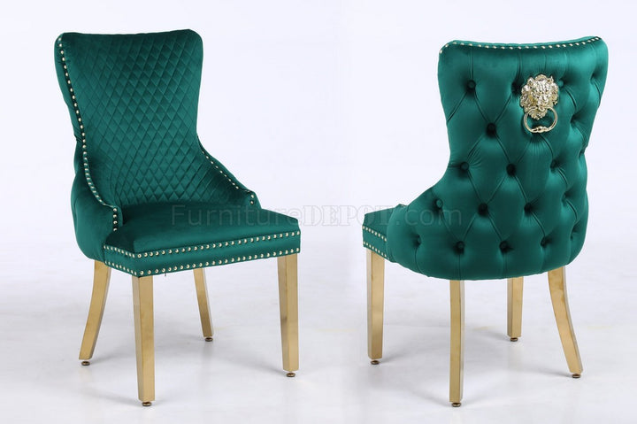 LEO GREEN AND GOLD DINING CHAIRS (COSMOS)