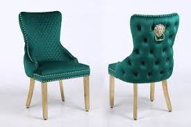 LEO GREEN AND GOLD DINING CHAIRS (COSMOS)