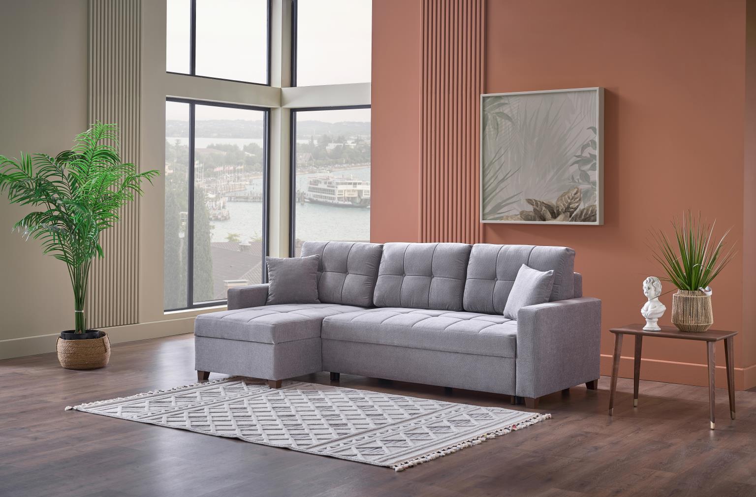 Ivy 102" Reversible Chase Queen Sleeper Sectional - Grey