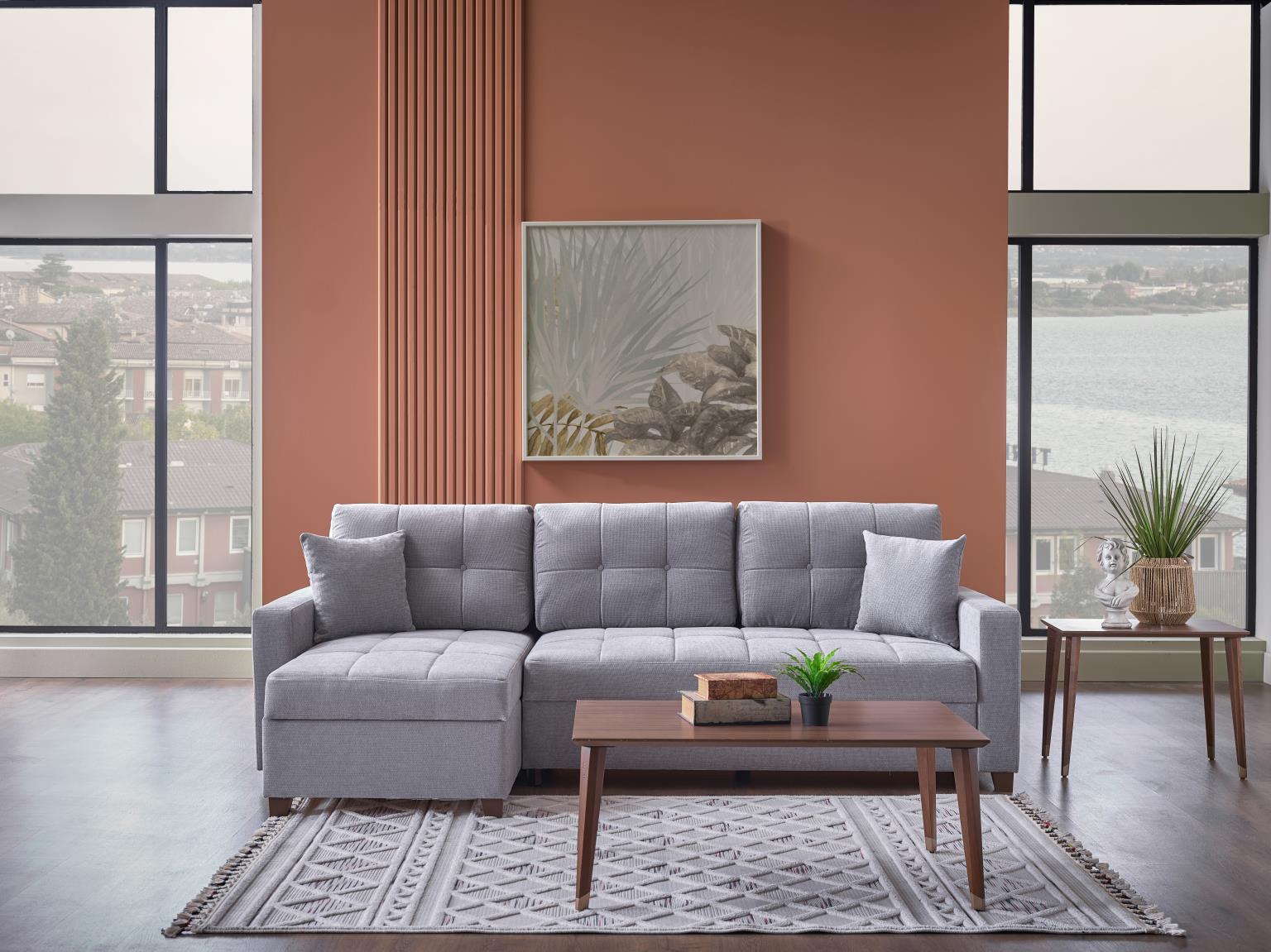 Ivy 102" Reversible Chase Queen Sleeper Sectional - Grey