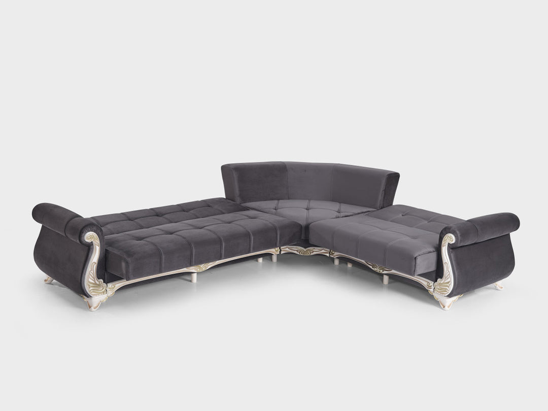 Karizma 131" / 108" Wide Rolled Arm Convertible Sectional