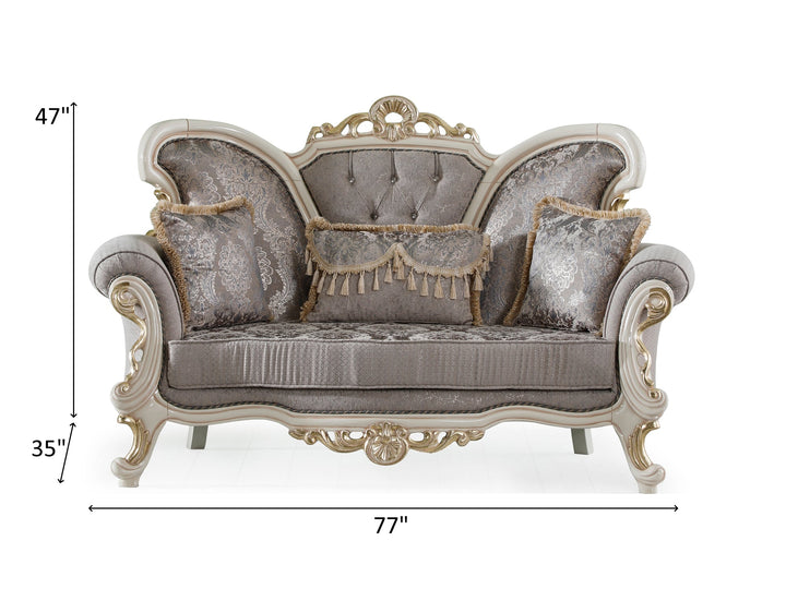 Kelebek 77" Wide Rolled Arm Traditional Loveseat